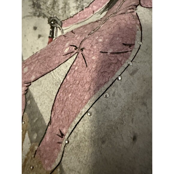 LOVE + LACE Top Women’s M Gray 3/4 Sleeve Bling Skii Season Graphic Sweater - Picture 5 of 11